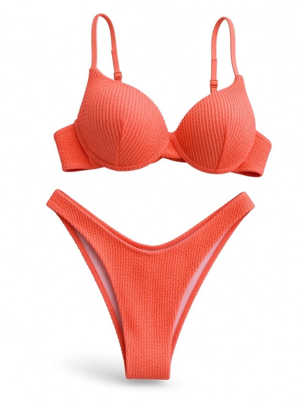 Women’s Textured Coral Push Up Bikini Set